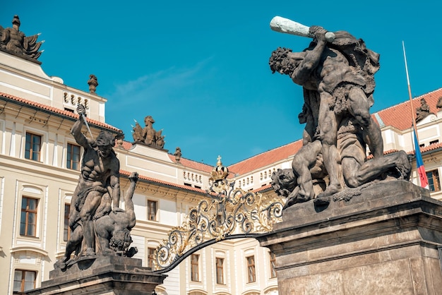 Wrestling Titans also known as Fighting Giants and Giants Gate is a pair of outdoor sculptures leading to the first courtyard of Prague Castle