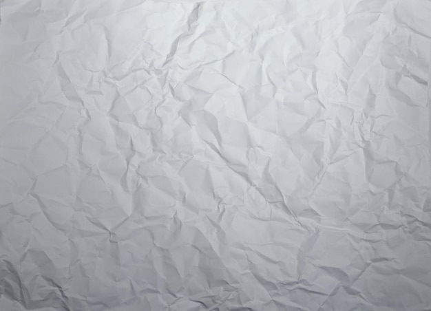 Сморщенная и скомканная бумага Текстурированный фон Белая бумага Оттенки серого