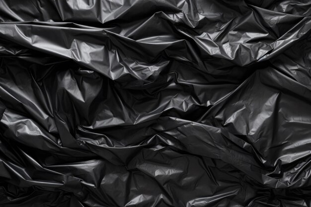 Photo wrinkled garbage bag texture mockup with copy space