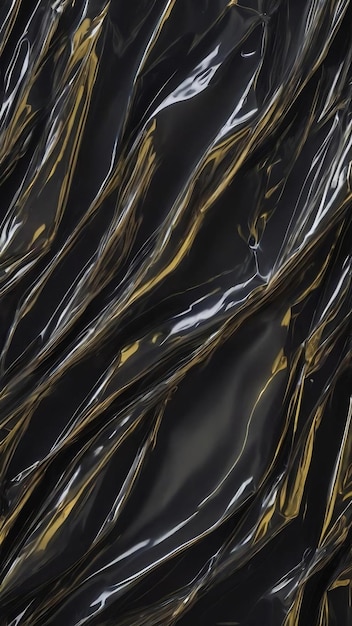 Wrinkled plastic wrap texture on a black background