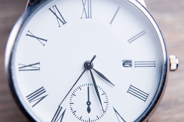 Wrist watch close-up on the table