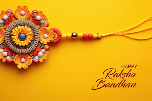 Wristband or rakhi with empty space on yellow background