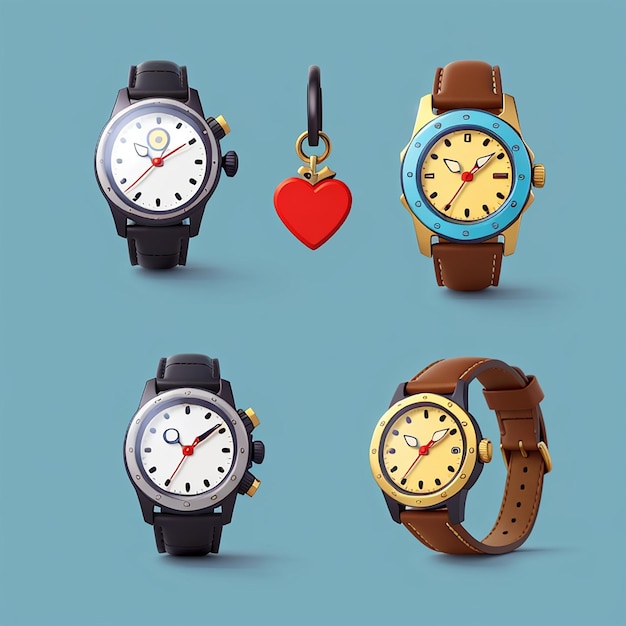 Wristwatch cartoon icoon illustratie klok object icoon concept geïsoleerde premium vector