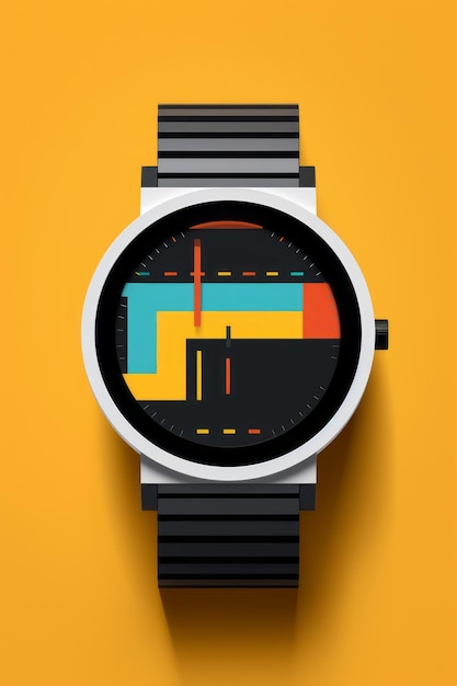 Wristwatch in moderne en retro stijl door luxe kleurontwerp gecreëerd met Generative AI technologie