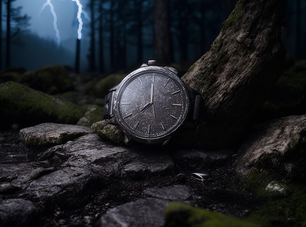 Wristwatch op de grond in het bos.