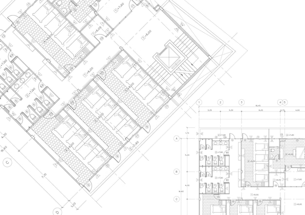 写真 建物のブループリントアーキテクチャを書く