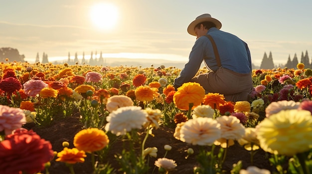 Write about a local farmer who opens a pickyourown flower field creating a unique experience