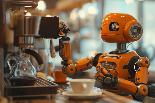 Напишите о утренней рутине роботов, пробуждающих их генеративный интеллект.