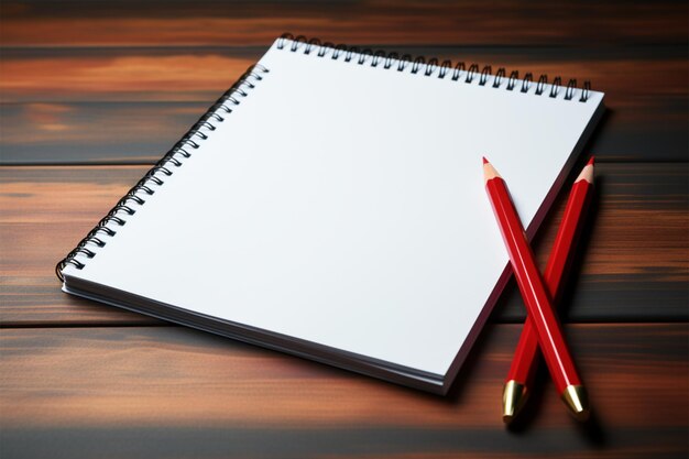 Write goals and tasks with a notepad and red pencil setup