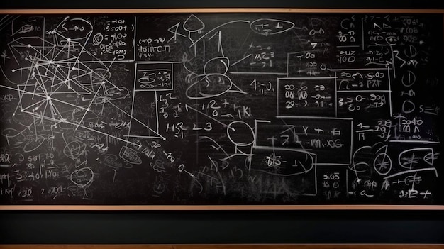 Photo writing on the chalkboard with math and science generative ai