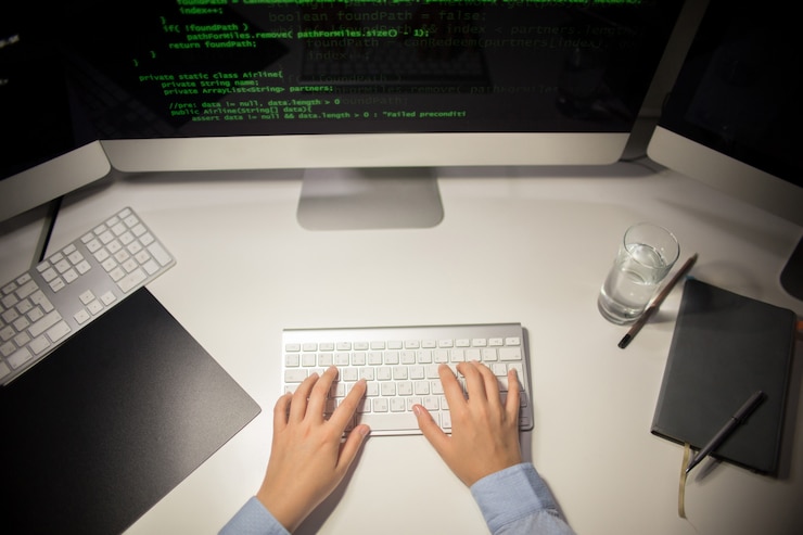 Photo writing code in office