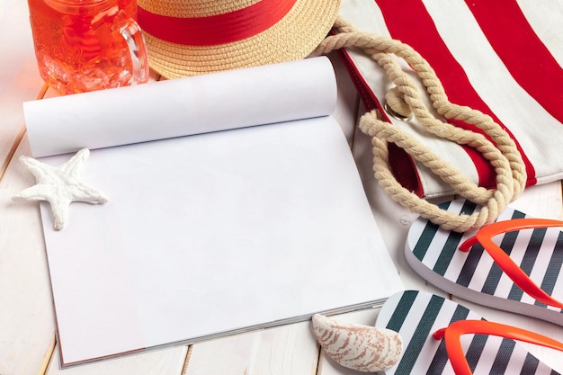 Writing Diary Summer Beach Vacation Concept