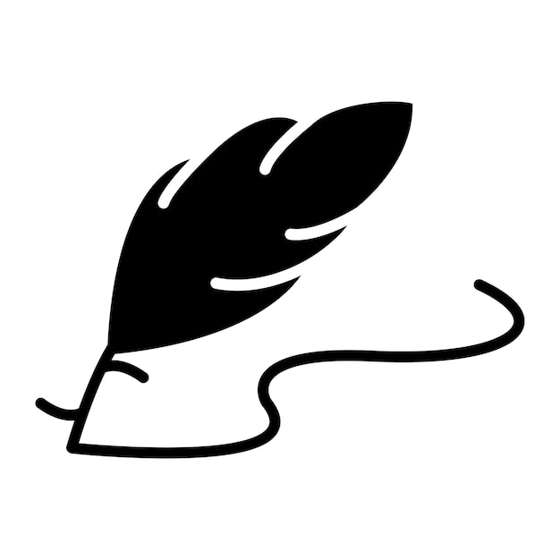 Writing Feather Glyph Solid Black Illustration