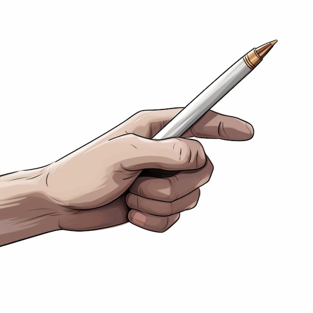 Writing Hand 2d cartoon illustraton on white background hi