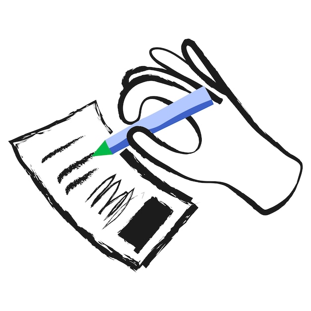 Writing hand png sticker colorful doodle on transparent background