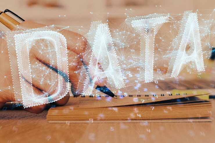 फोटो writing human hands with data theme multi exposure icons