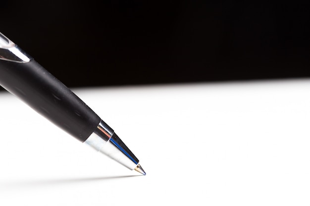 Writing node of a ball pen close up