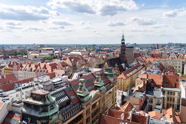 Wroclaw In Poland panoramic Top View of the city.