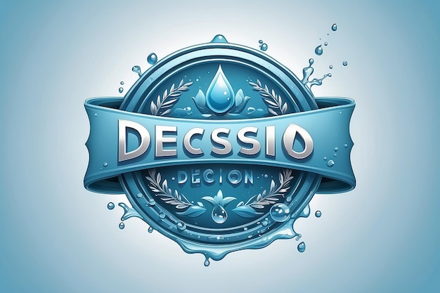 Photo wrong decision light blue water style emblem