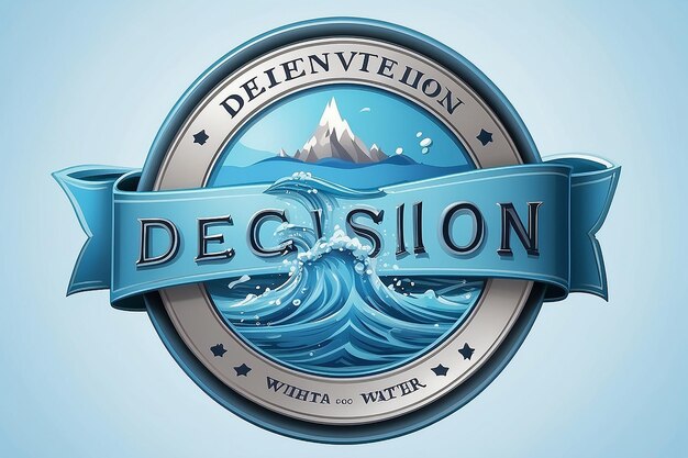 Photo wrong decision light blue water style emblem