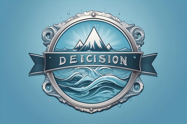 Photo wrong decision light blue water style emblem