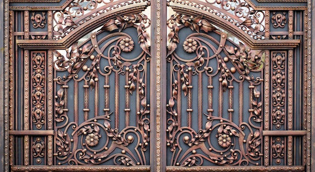 Wrought-iron gates, ornamental forging, forged elements close-up.