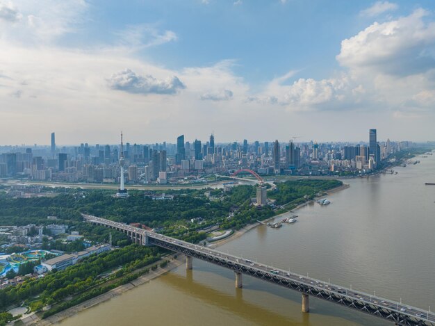 Wuhan Yangtze River and Han River on the four banks of the city landmark skyline scenery