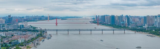 Wuhan Yangtze River and Han River on the four banks of the city landmark skyline scenery