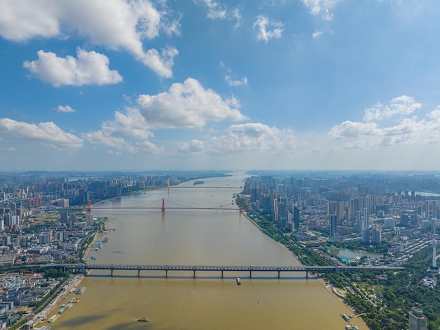 Wuhan Yangtze River and Han River on the four banks of the city landmark skyline scenery