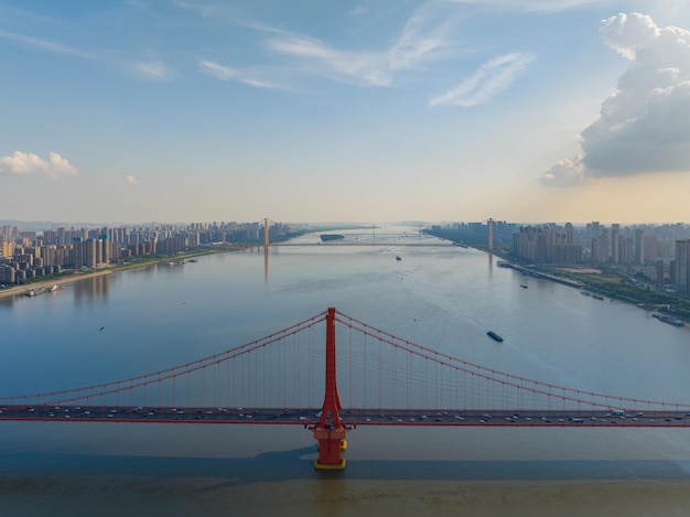 Wuhan Yangtze River and Han River on the four banks of the city landmark skyline scenery