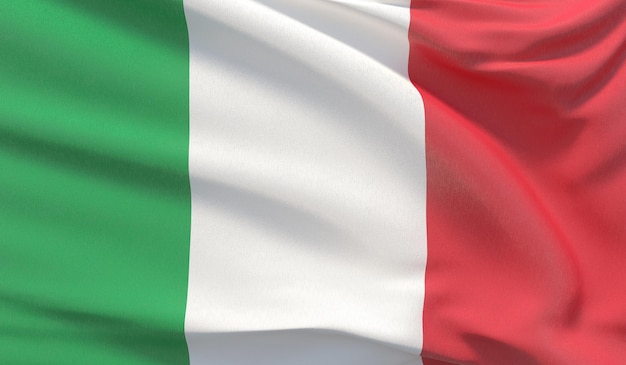 Wuivende nationale vlag van Italië Zwaaide zeer gedetailleerde close-up 3D render