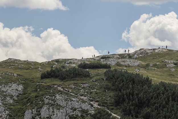 WW1 Loopgraven bij Monte piana 2.324 Meter hoge berg in Sextener Dolomiten bergen op de grens met Italië en Oostenrijk.