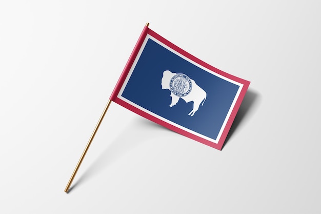 Wyoming small paper flag on white background