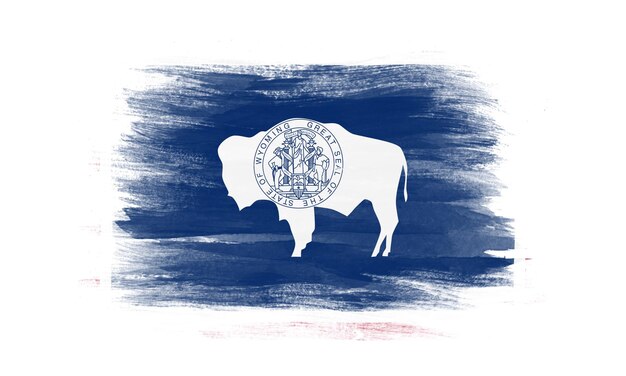 Photo wyoming state flag brush stroke wyoming flag background