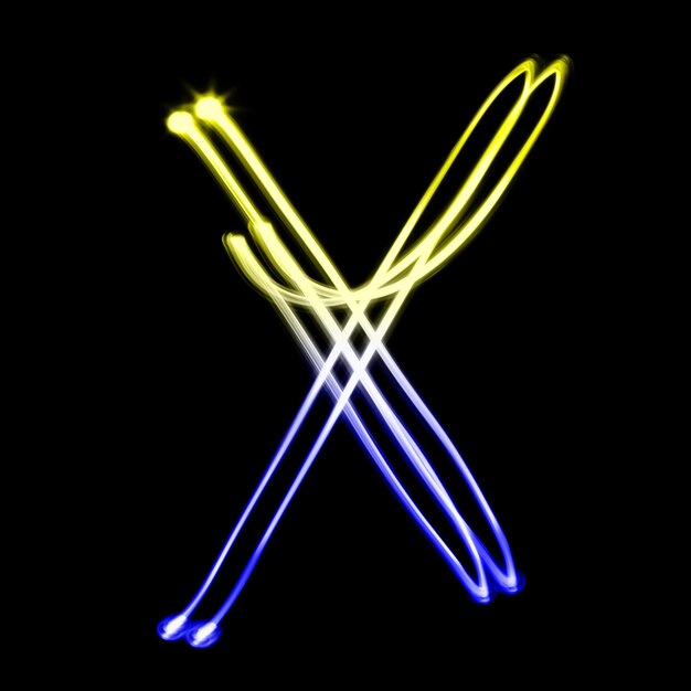 X - Created by light colorful letters