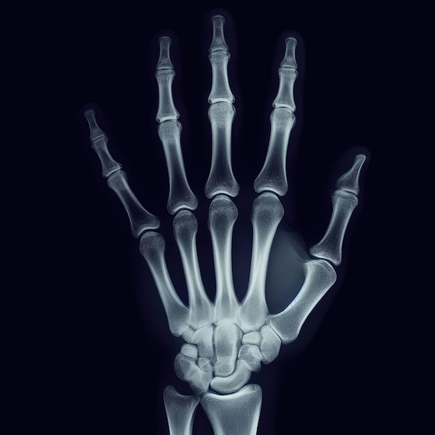 x ray of human hand isolated black