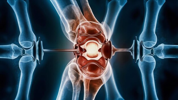 Photo x ray of total arthroplasty knee joint