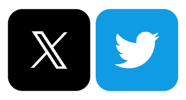 Foto logo delle app x e twitter nuovo logo twitter x logo twitter x x letter logo icon illustrazione vettoriale