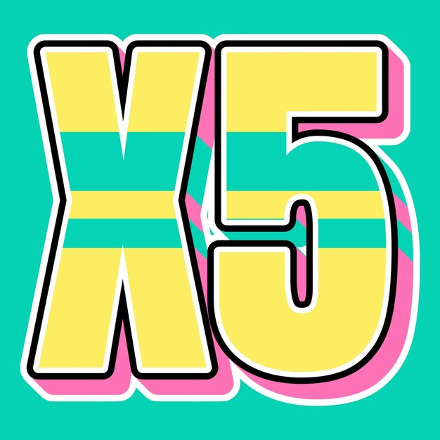 X5 Typography Vintage 90s 3d design yellow pink text background photo jpg