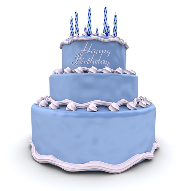 Rendering xa3d di una grande torta di compleanno bluxa