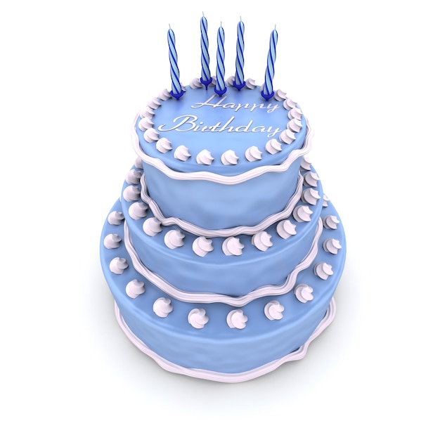 xa3d rendering of a big blue birthday cakexa