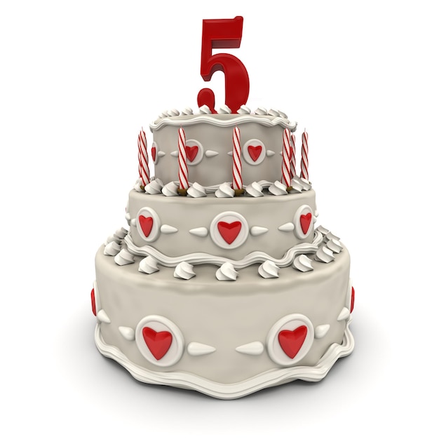 Photo xa3d rendering of a multitiered cake with a number five on topxa