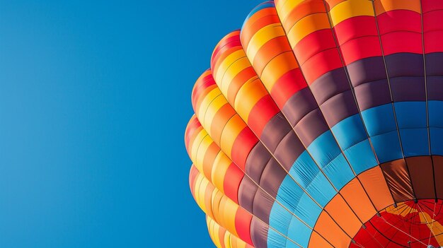 xAA close-up afbeelding van een kleurrijke luchtballon die drijft tegen een heldere blauwe hemel