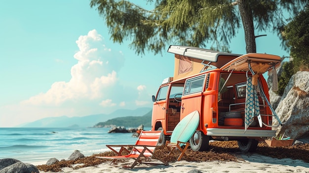 xAA-foto van een Coastal Getaway Van met Deck Chair en Beach Essentials met een van uitgerust met een deck chair