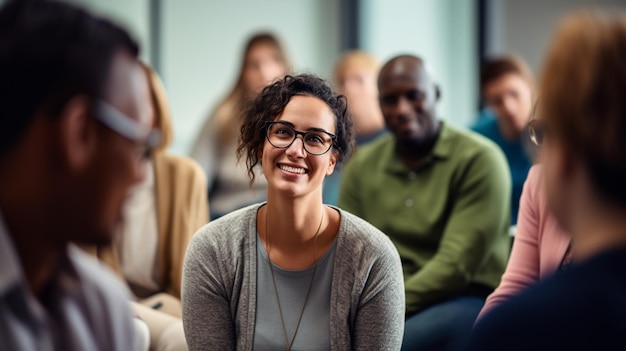 xAA photograph of a patient engaging in a support group session