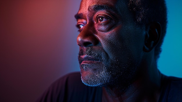 xAA Photograph of a Thoughtful MiddleAged African American Man