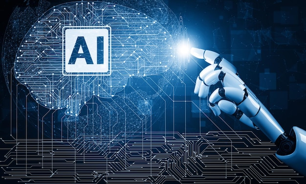 Foto xai futura intelligenza artificiale e apprendimento automatico per robot droide ai o cyborg
