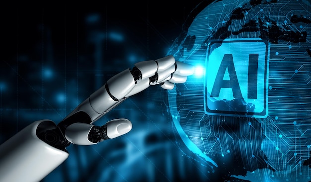 XAI Future artificial intelligence robot and cyborg