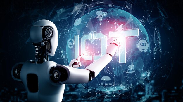 XAI Internet connection controlled by AI robot and machine learning process