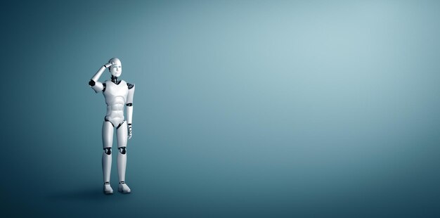 Xai standing humanoid robot looking forward on clean background